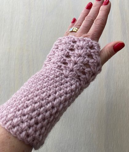 Fabulous Light Pink Pure Wool Wristwarmers/Fingerless Gloves 