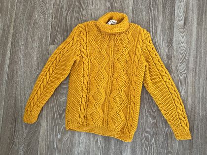 Cabled Polo Neck Hand Knitted Jersey